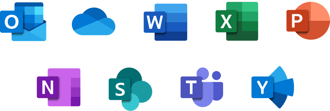 office application icons layout